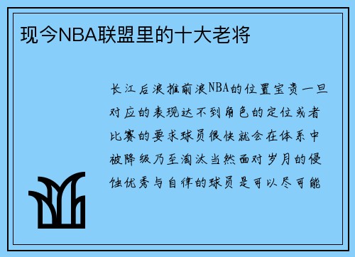 现今NBA联盟里的十大老将